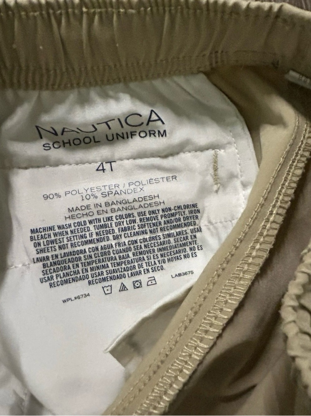 Toddler Boy Nautica School Uniform Black Beige Shorts Elastic Waist Size 4T - Picture 4 of 4